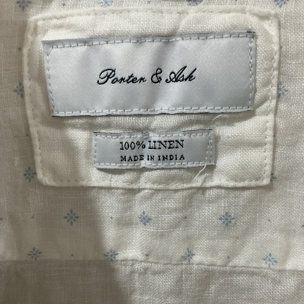 Porter & Ash Mens White 100% Linen Button Down Shirt Sz M Beach Resort Vacation - Picture 4 of 7